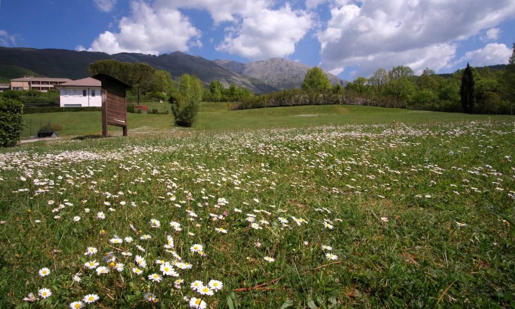 Parco termale di Latronico con il Monte Alpi sullo sfondo